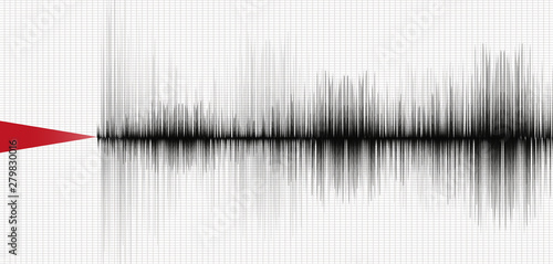 Seismograph Earthquake Wave Low and Hight richter scale on White paper background,Sound wave diagram concept,design for education and science,Vector Illustration.
