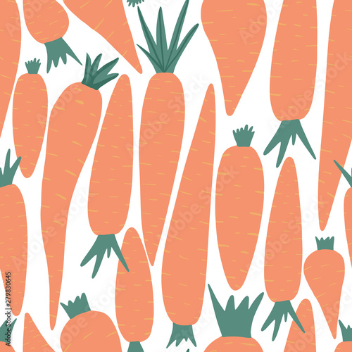 Hand drawn carrot seamless pattern on white background. Doodle carrots wallpaper.