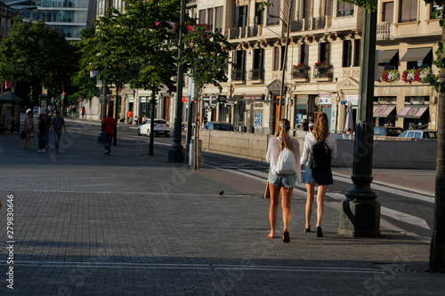 Two girls walking in Bilbao