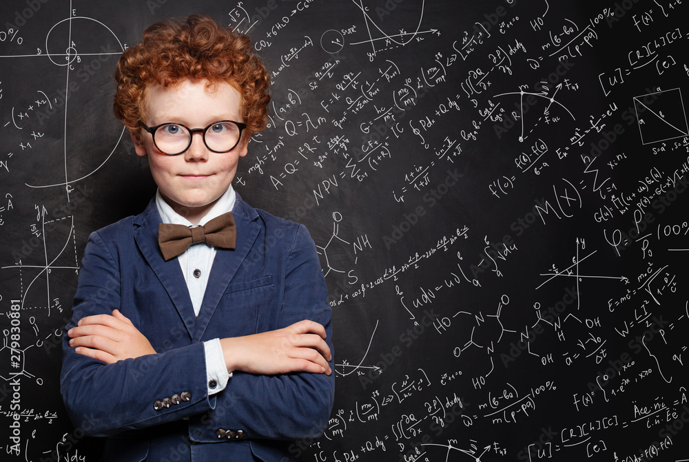 Happy smart kid boy portrait. How to pass exams Happy smart kid boy portrait. How to pass exams