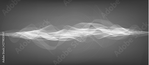 Modern Digital Sound Wave with Circle Vibration on Black Background,technology and earthquake wave diagram concept,design for music studio and science,Vector Illustration.