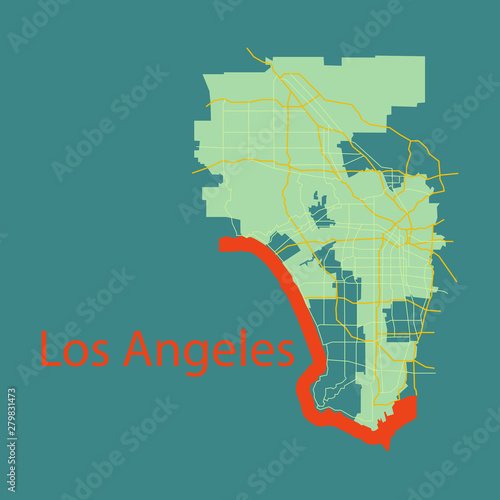 Los Angeles map. Flat style design
