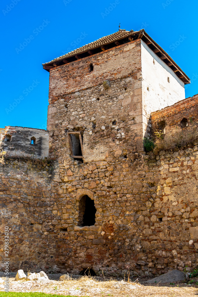 Aiud old weathered Citadel tower at Aiud, Alba County, Transylvania Romania