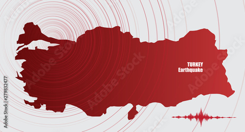 Turkey Earthquake Wave with Circle Vibration,design for education,science and news,Vector Illustration.