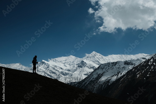Photo from Annapurna circle trek. Annapurna mountains in Nepal. Hike and views all around trek. From Manang village to Poon Hill. Famous tourist place