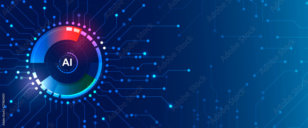 Obraz premium Artificial intelligence. Technology web background. Virtual concept