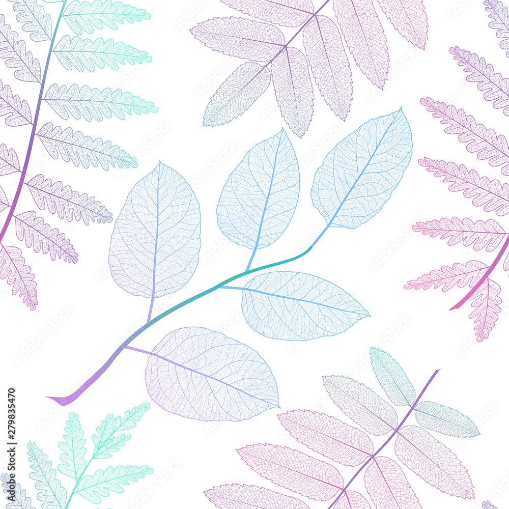 Seamless pattern with colored leaves. Vector illustration. EPS 10