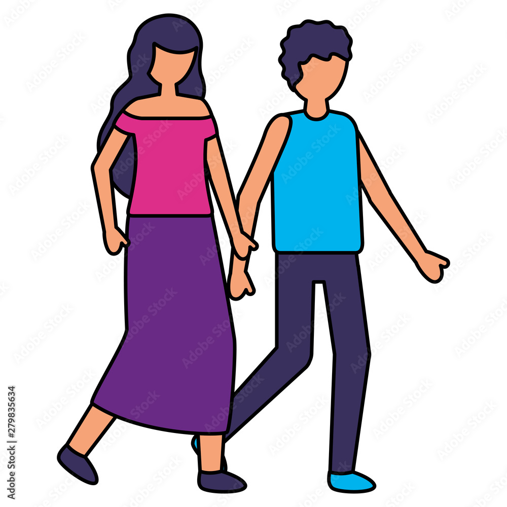 standing man and woman casual clothes standing man and woman casual clothes