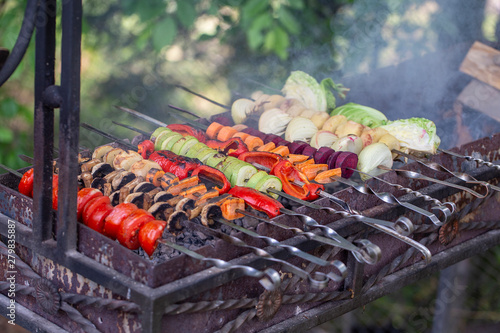 Background of grilled vegetables , close up. The concept of a healthy lifestyle.