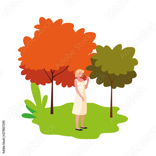smiling woman character portrait landscape