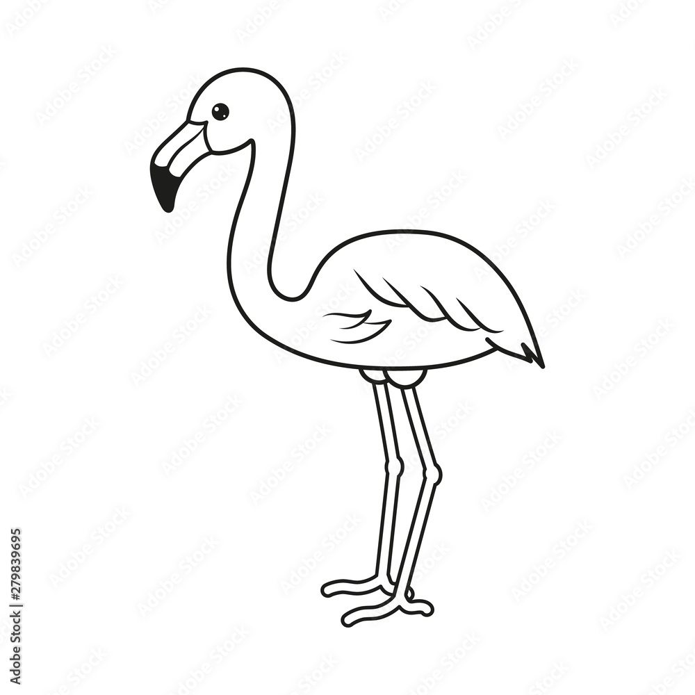 Obraz premium Flamingo icon coloring page. Vector Illustration.