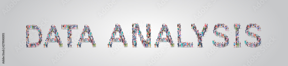 people crowd gathering in shape of data analysis word different occupation employees mix race workers group standing together social media community concept flat horizontal people crowd gathering in shape of data analysis word different occupation employees mix race workers group standing together social media community concept flat horizontal