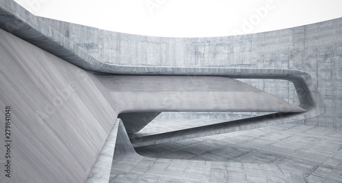 Abstract architectural concrete smooth interior of a minimalist house. 3D illustration and rendering.