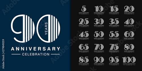 Set of anniversary logotype. Modern anniversary celebration icons design for company profile, booklet, leaflet, magazine, brochure poster, web, invitation or greeting card.