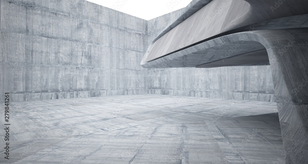 Abstract architectural concrete smooth interior of a minimalist house. 3D illustration and rendering. Abstract architectural concrete smooth interior of a minimalist house. 3D illustration and rendering.