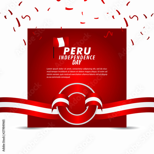Peru Independence Day Celebration Vector Template Design Illustration