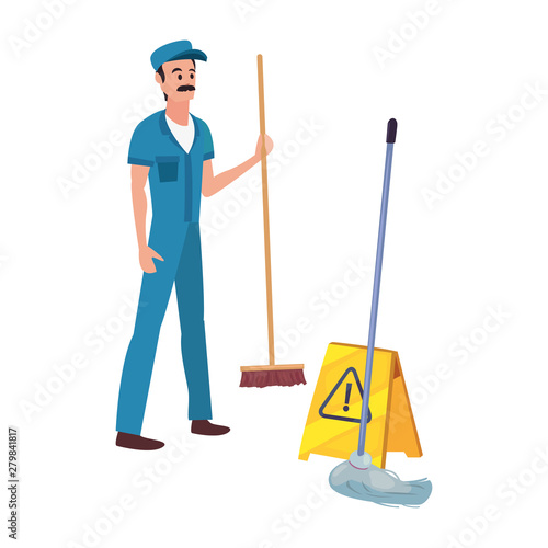 man cleaning products and supplies