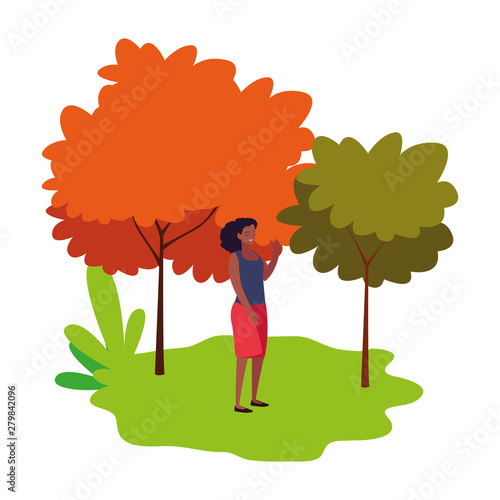 smiling woman character portrait landscape