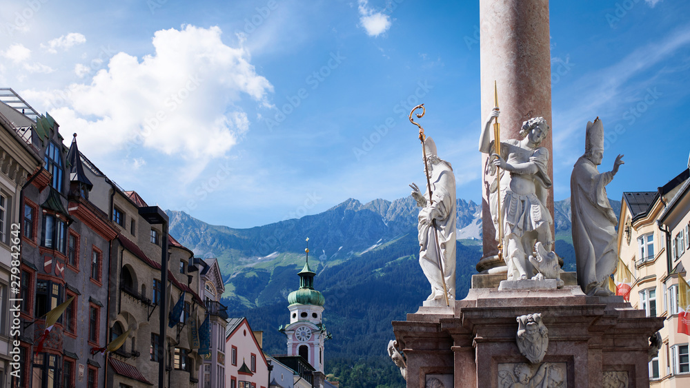 Photograph of the St. Anne's Column on Maria-Theresien-Strasse street; Innsbruck, Austria.