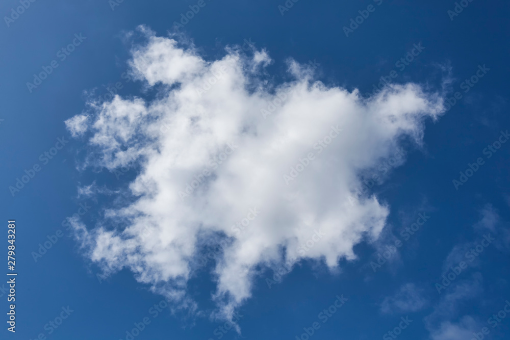 Background of a one single cumulus cloud with a blue clear sky Background of a one single cumulus cloud with a blue clear sky