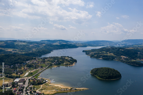 Jezioro rożnowskie- Piękny krajobraz z lotu ptaka - nowy sącz