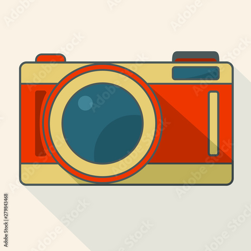Color flat photo camera icon simple design. Good symbol for website design, web button, mobile app.
