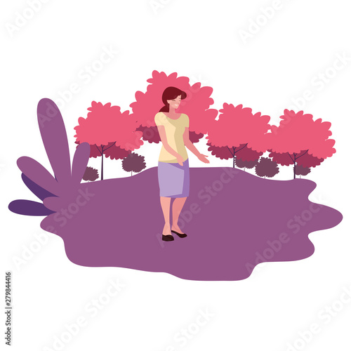 smiling woman character portrait landscape