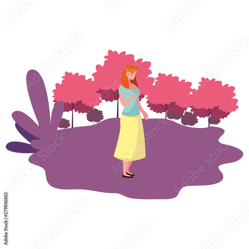 smiling woman character portrait landscape