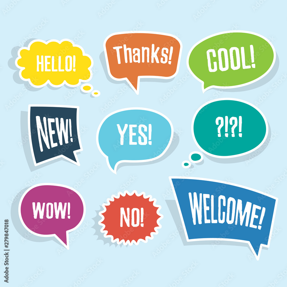 Speech bubbles set with short messages Speech bubbles set with short messages