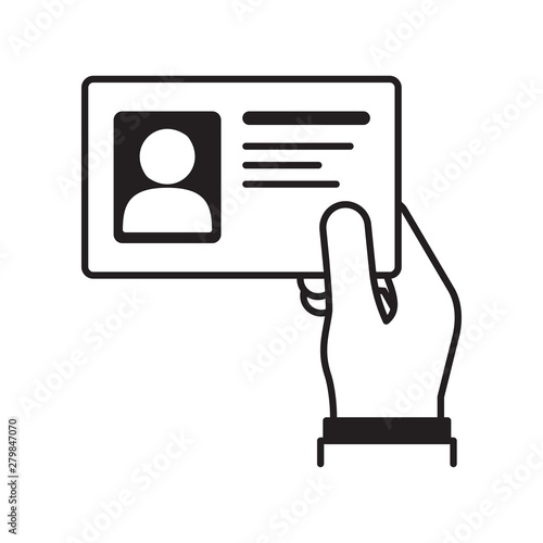 Hand holding the id card. Vector illustration