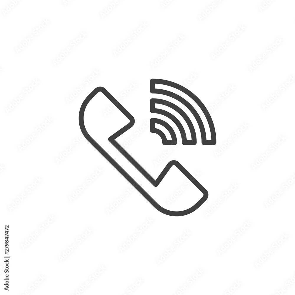 Phone network signal line icon. linear style sign for mobile concept and web design. Telephone antenna waves outline vector icon. Symbol, logo illustration. Vector graphics Phone network signal line icon. linear style sign for mobile concept and web design. Telephone antenna waves outline vector icon. Symbol, logo illustration. Vector graphics