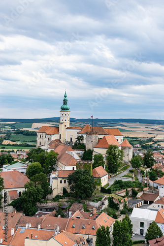 Panoramic view of old historical town Mikulov Czech Republic.