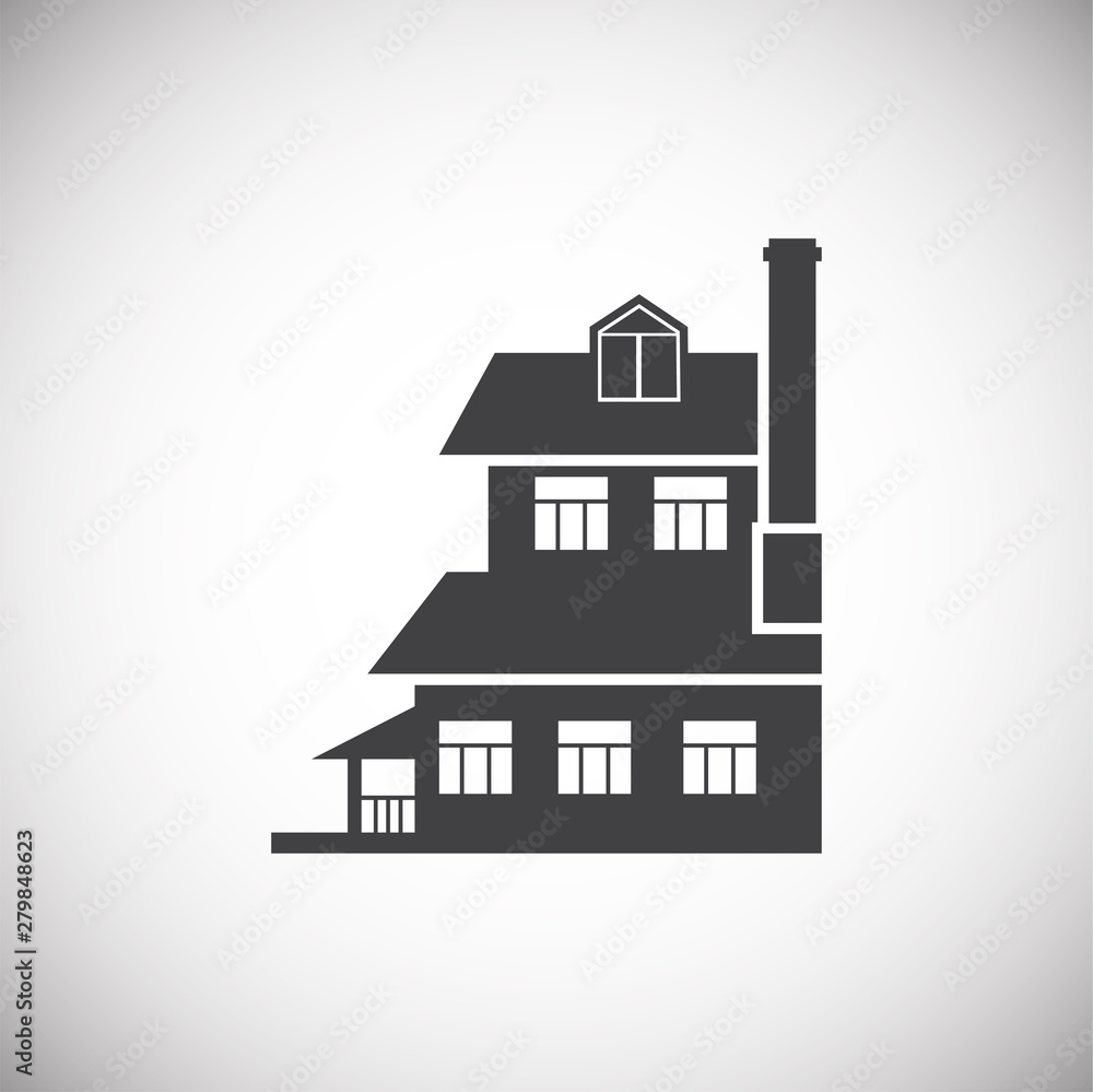 Real estate icon on background for graphic and web design. Simple illustration. Internet concept symbol for website button or mobile app.