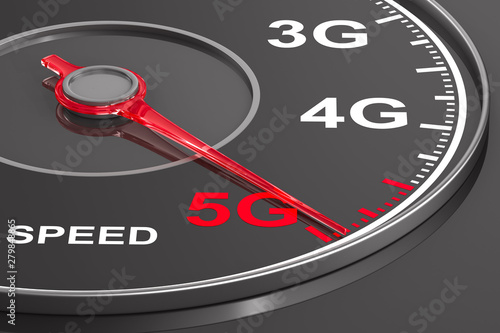 5g network on speedometer. ...
