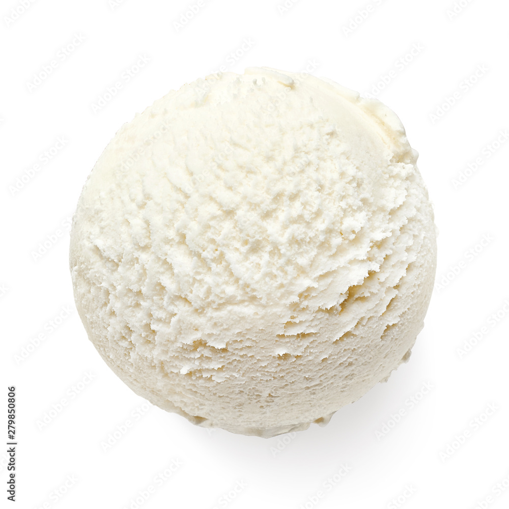 Single vanilla ice cream ball or scoop Single vanilla ice cream ball or scoop
