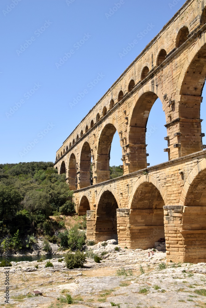 Ancient roman aqueduct Pont du Gard in Southern France