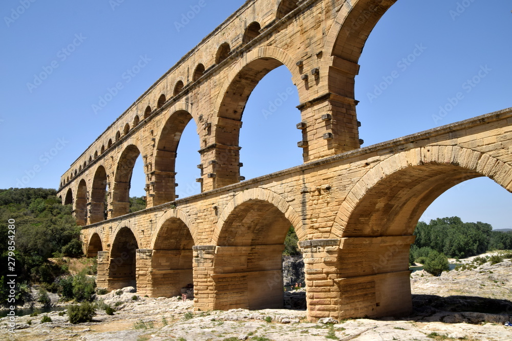 Ancient roman aqueduct Pont du Gard in Southern France