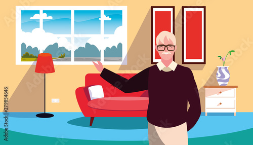 grandpa standing in the living room home