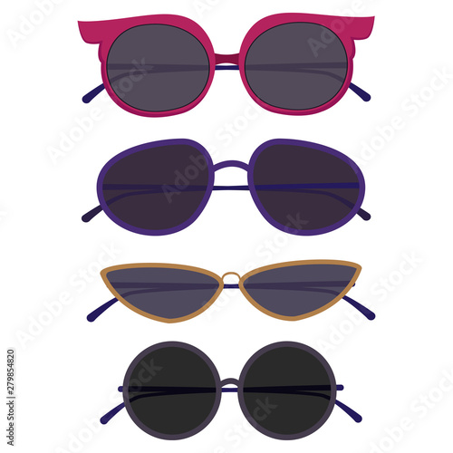 A set of sunglasses of different sizes
