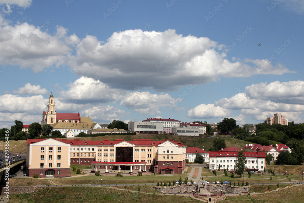 View of the historical part of the city of Grodno from the opposite bank of the Neman river.