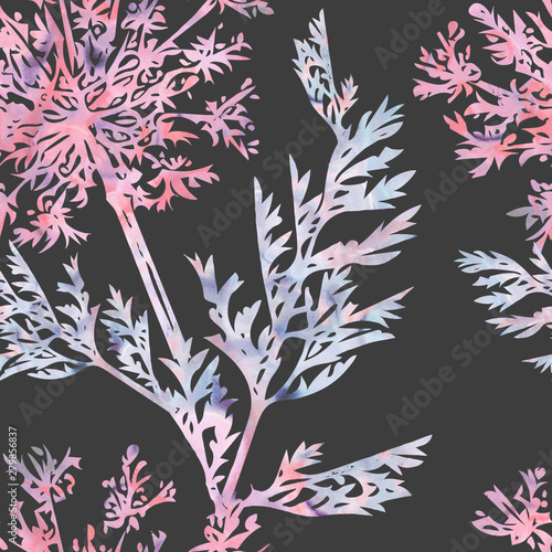 Summer flowers seamless pattern. Watercolor illustration.