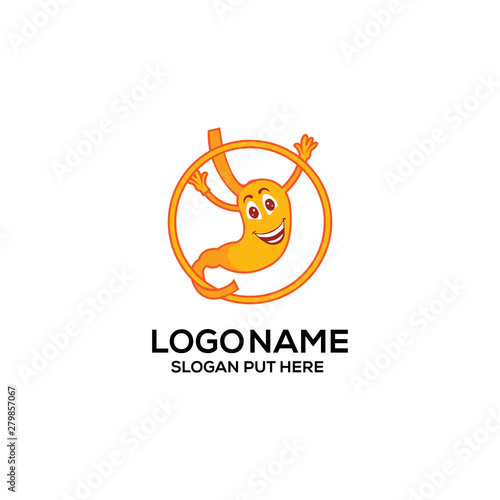 Happy stomach logo design template