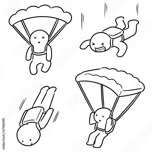 vector set of parachuter