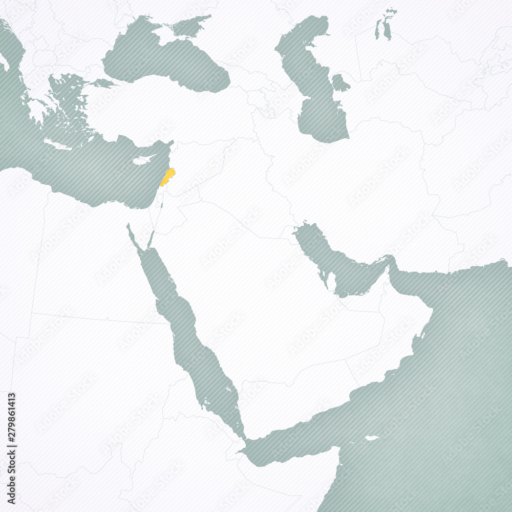 Map of Middle East - Lebanon