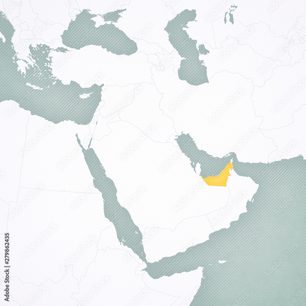 Map of Middle East - United Arab Emirates