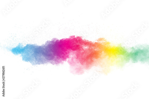 Colorful background of pastel powder.Color dust splash on white background.
