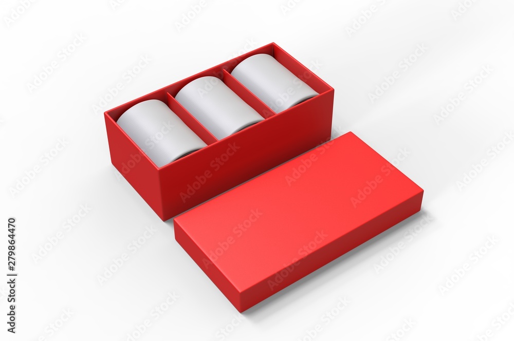 Blank Paper Packaging Pen Box with Foam Insert tray. 3d render illustration Blank Paper Packaging Pen Box with Foam Insert tray. 3d render illustration