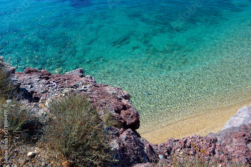 Turquonise water on Kape beach near Athens, Aegean sea, Greece. 