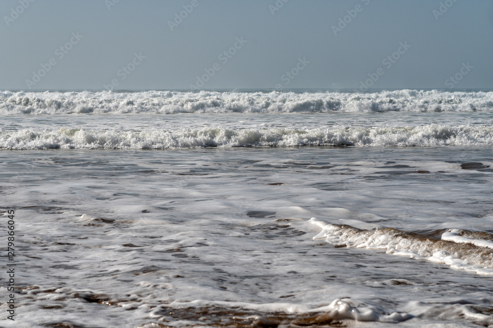 Big waves in the Atlantic Ocean - Perfect surf in the desert of Morocco, Africa.