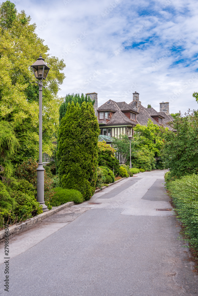 Houses in suburb at Summer in the north America. Luxury houses with nice landscape.